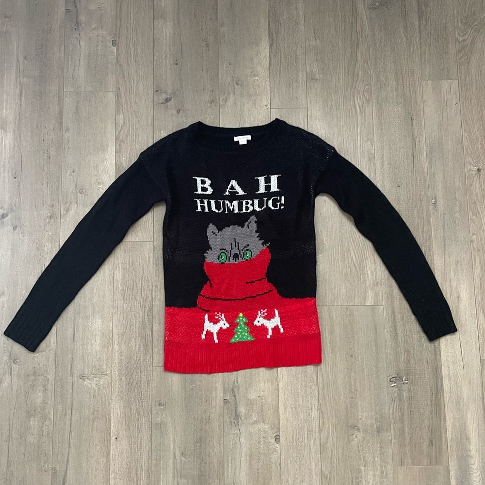 Bogo Cat Bah Humbug Ugly Holiday Sweater